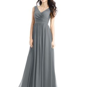 Azazie grey floor length dress